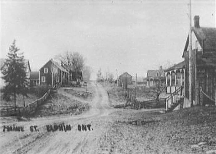 Photograph of downtown Elphin, Ontario, about 1900.