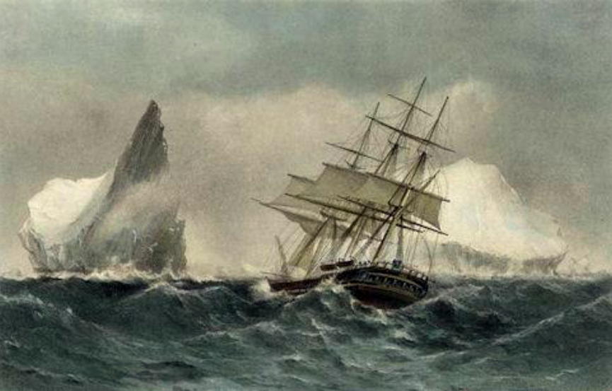 Sailing ship in heavy gale