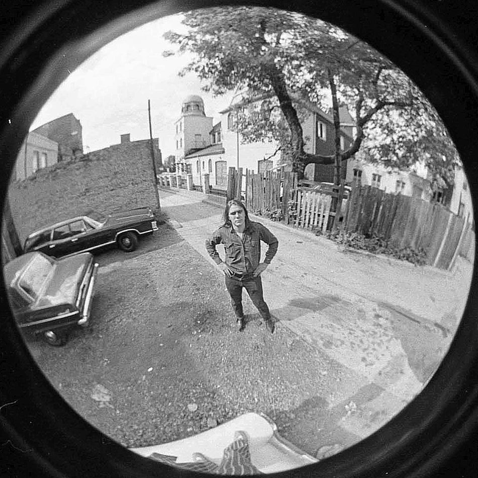 Unknown dude in the lane near Baldwin Street, Toronto, 1969.