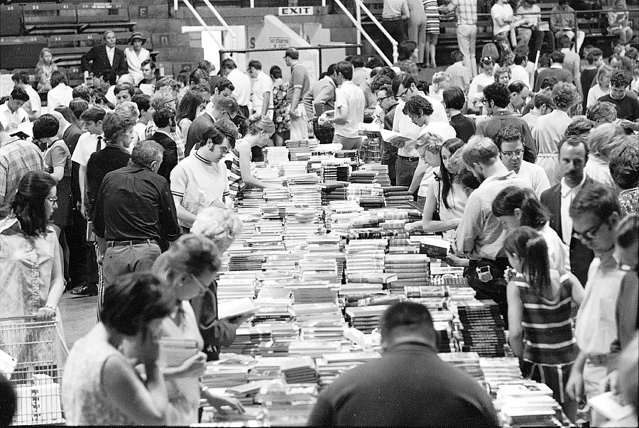 Booksale at Maple Leaf Gardens, Toronto, 1972.