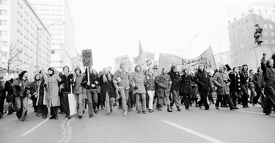 Anti-Vietnam War demonstration, 1972 or 1973, Toronto.