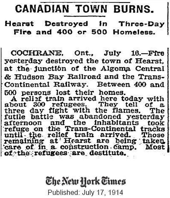 NY Times clipping about the Hearst fire