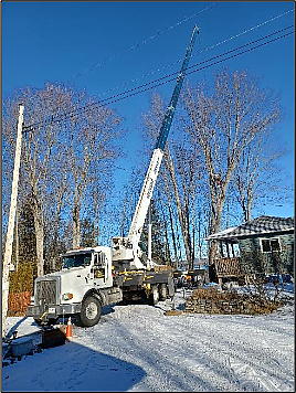 truck with crane for lifing tree