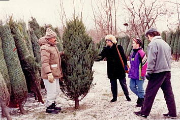 Ernie Bies with a Christmas tree