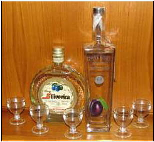 slivovitz slivovice bottles and glasses