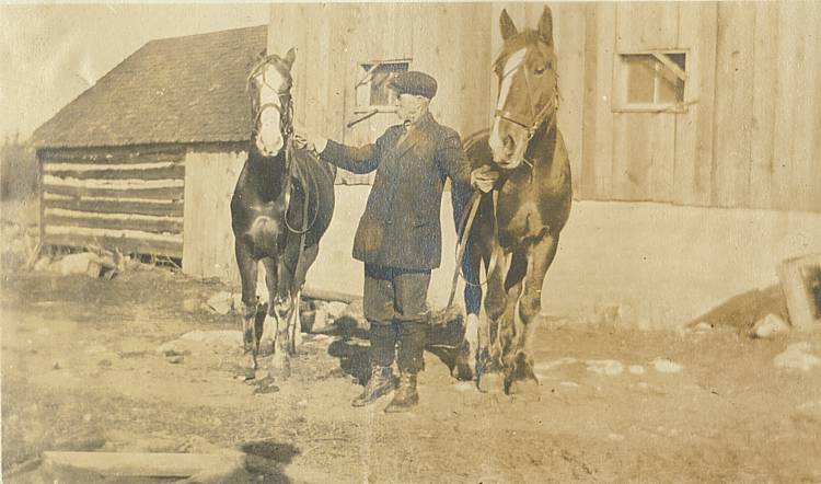 unknown man and horses