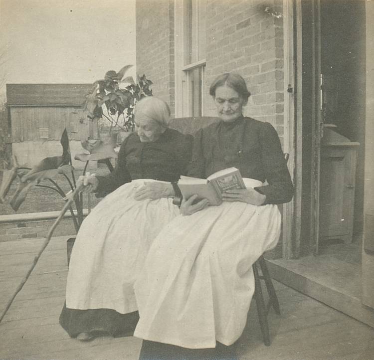 two elderly farm women